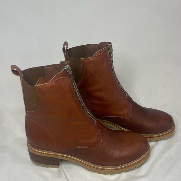 Hee Brown Leather Front Zip Ankle Boot Size 42 NEW - Picture 2 of 11